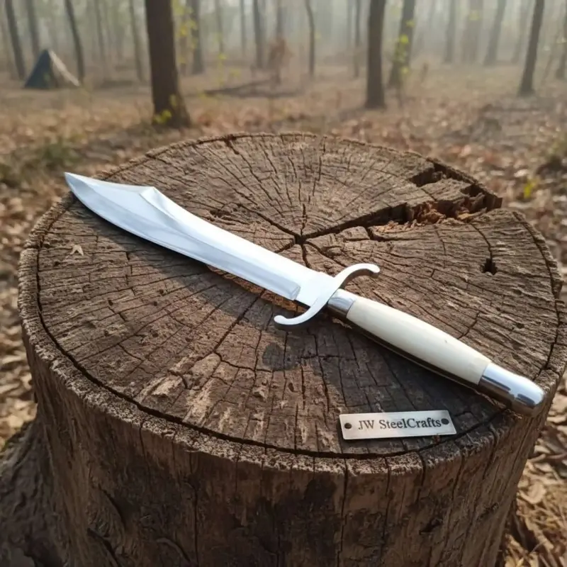Sheffield Style Bowie Knife High Polished Clip Point Blade Brass Guard Bone Handle Handmade Fixed Blade 1
