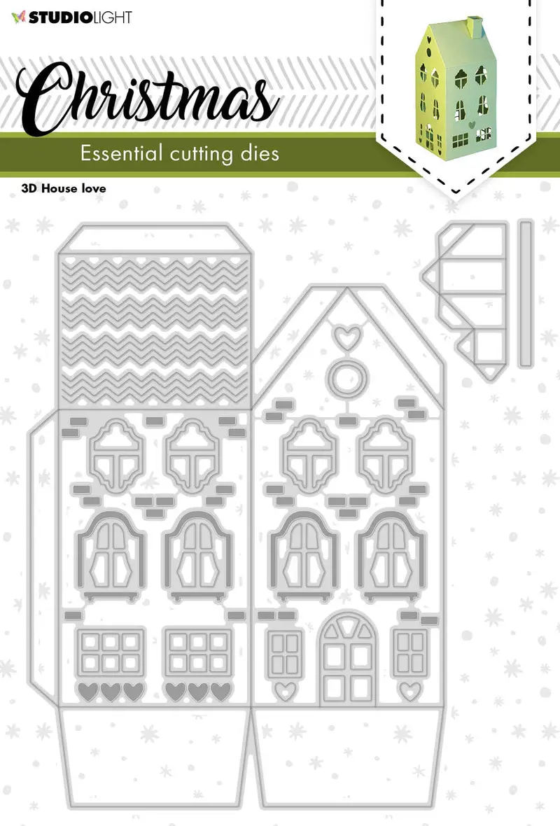 Sl Cutting Dies Christmas 3D House Love Essentials 145X169x1mm 3 Pc Nr.242 1