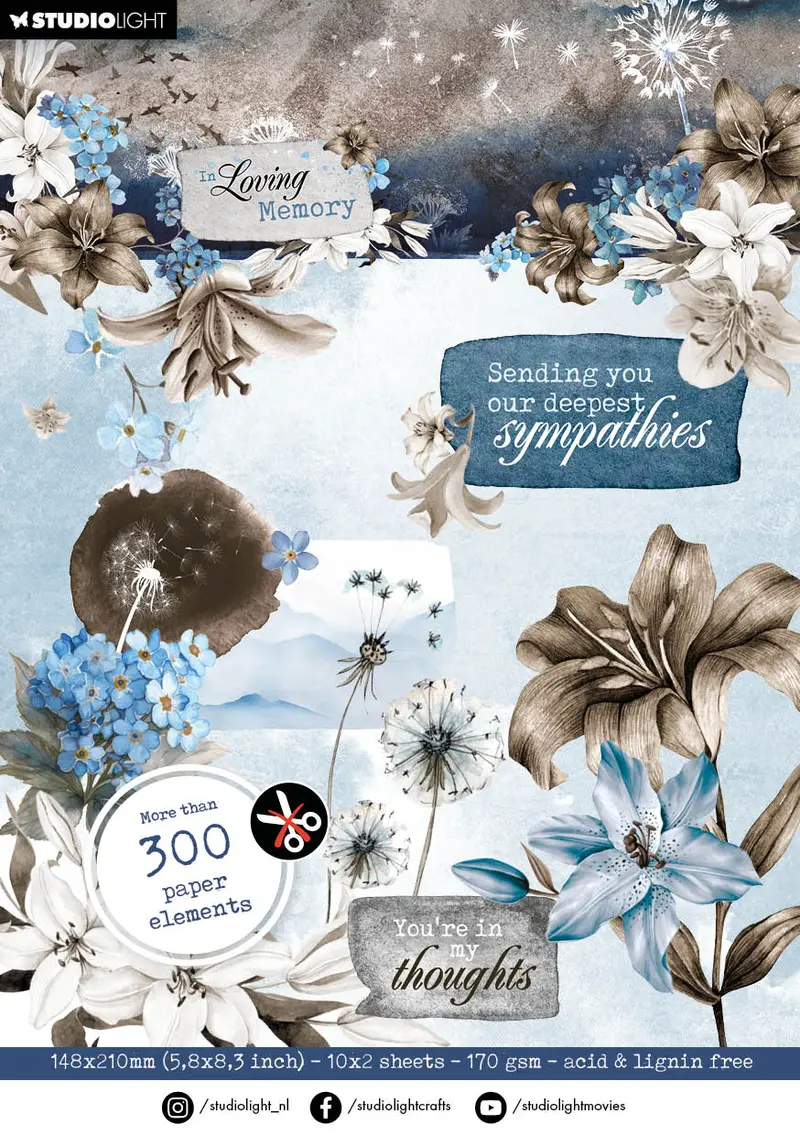 Sl Die-Cut Block Paper Elements In Loving Memory 148X210x5mm 20 Sh Nr.67 1