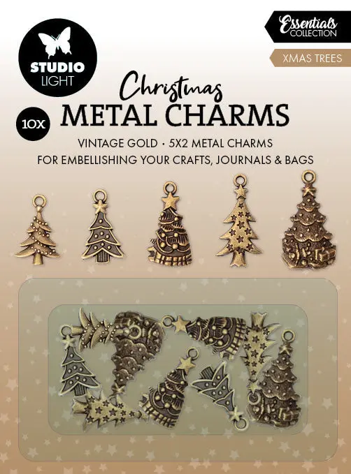Sl Metal Charms Christmas Trees Essentials 10 Pieces 1