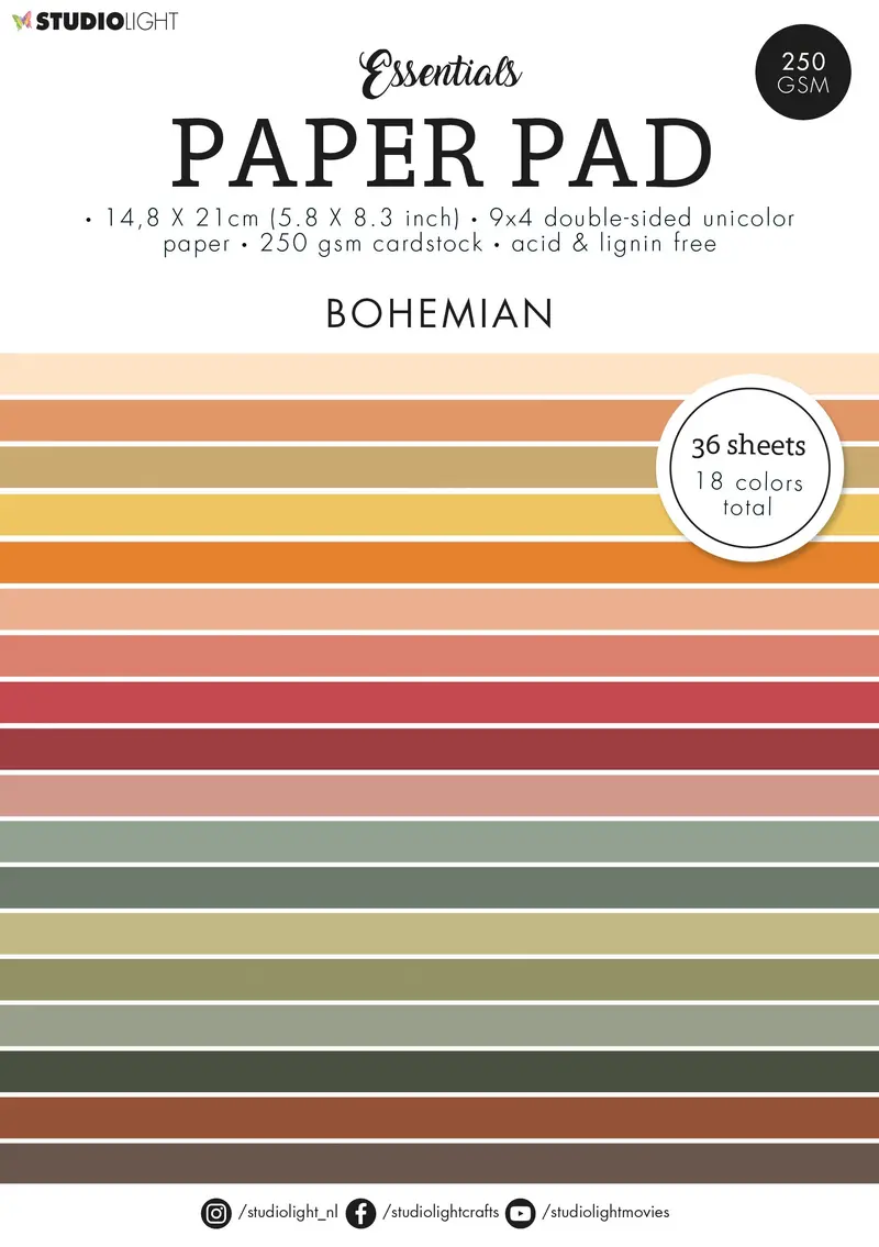 Sl Paper Pad Unicolor Paper Bohemian Essentials 210X148x9mm 36 Sh Nr.90 1