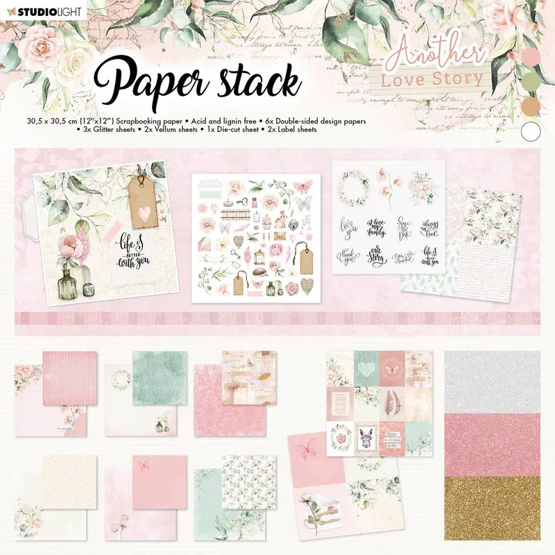Sl Paper Stack Pattern Paper Another Love Story 305X305mm 14 Sh Nr.1 1