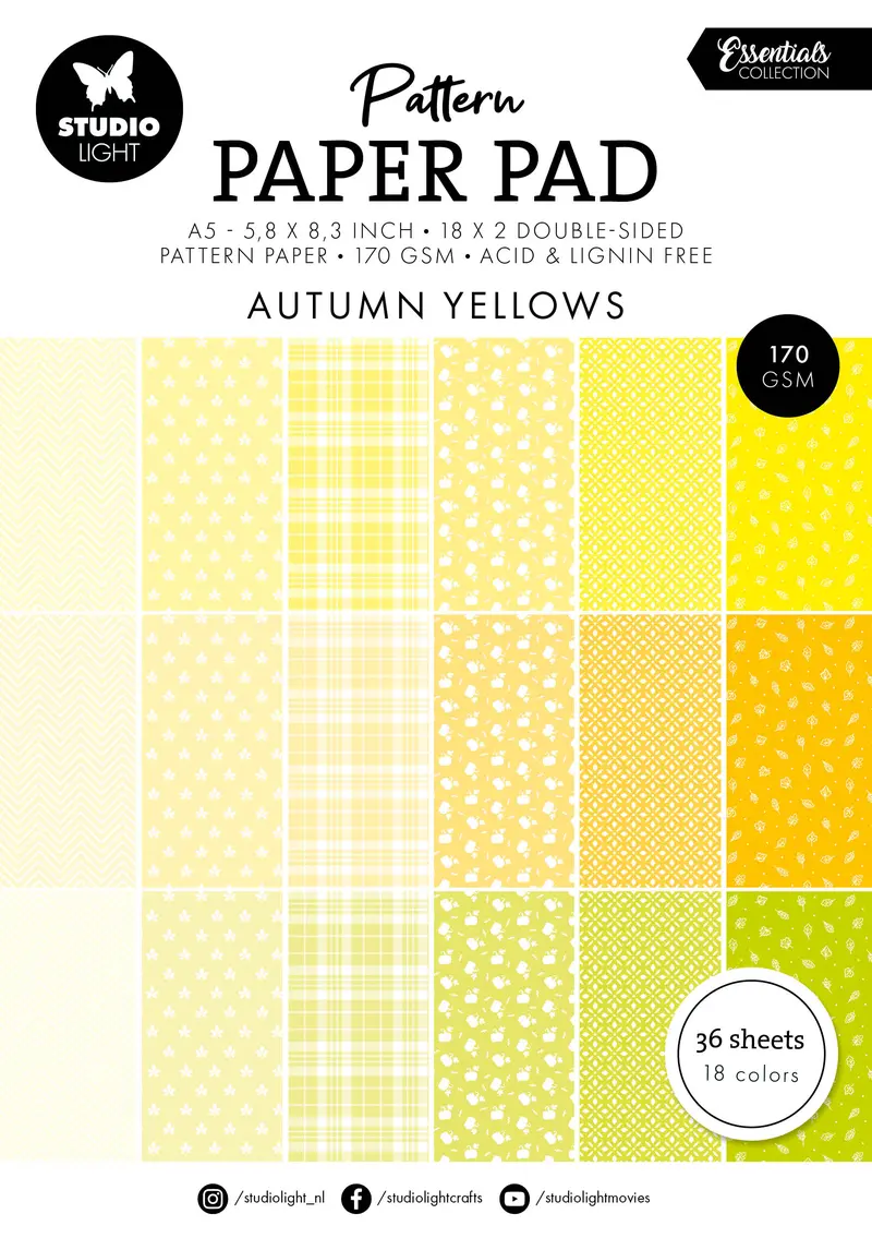 Sl Pattern Paper Pad Autumn Yellows Essentials 36 Sh 1