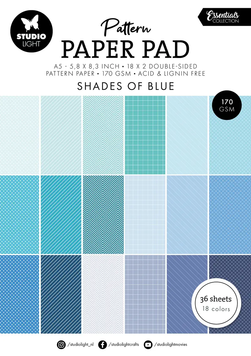 Sl Pattern Paper Pad Shades Of Blue Essentials 36 Sh 1