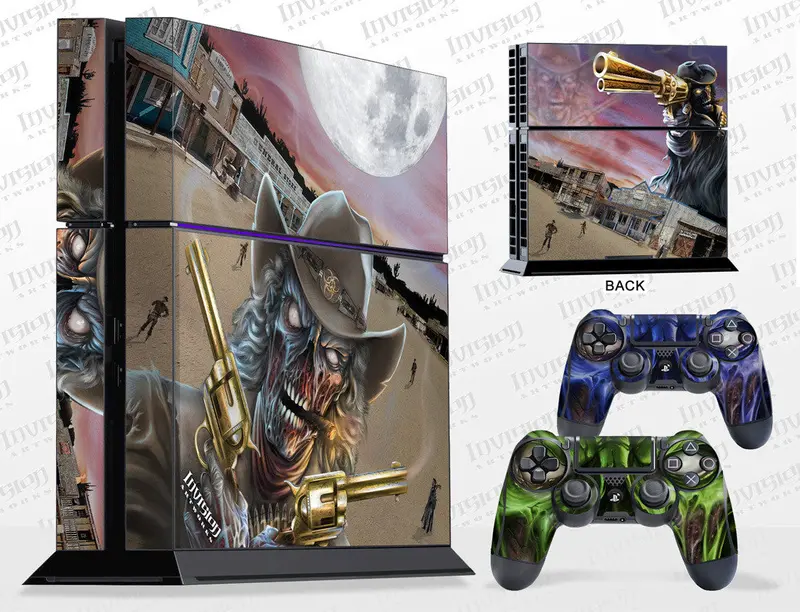 Sony Playstation 4 Graphics - Console Skin With 2 Controller Skins - Zombie Outlaw 1