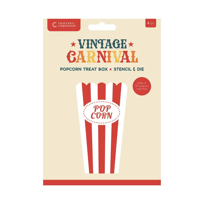 Vintage Carnival Stencil & Die Set - Popcorn Treat Box 1