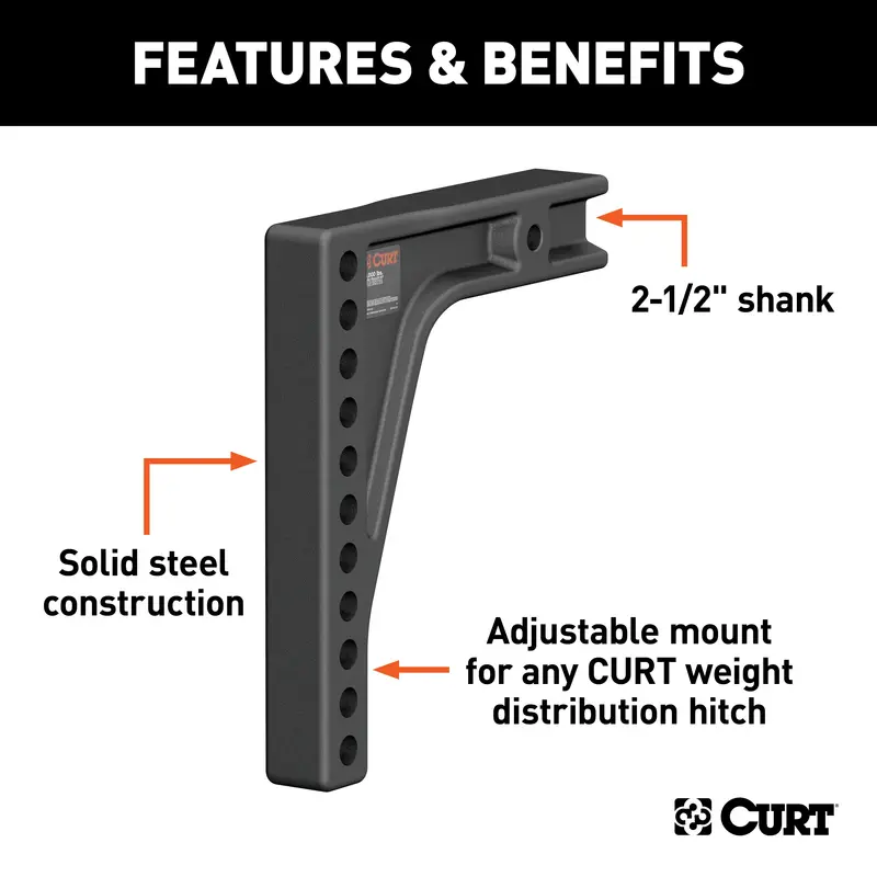 Curt 17132 Weight Distribution Shank – 2-1/2-Inch Receiver, 8-Inch Drop 1