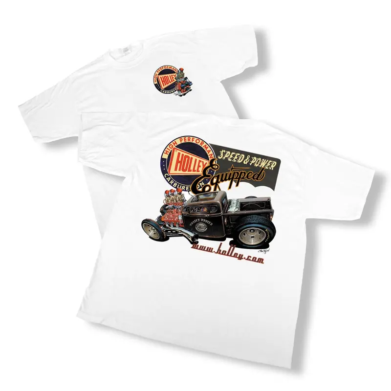 Holley 10000-Xxlhol Retro-Style Men’S Xx-Large White T-Shirt Featuring Vintage Automotive Art 1