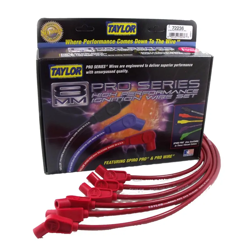 Taylor Cable Spiro-Pro 8Mm Ignition Wire Set – Red, Oe-Style Boots, 9.5" Length (77251) 1