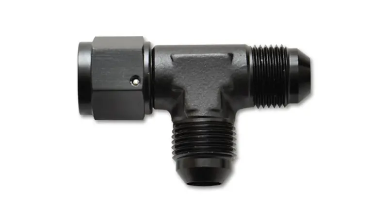 Vibrant Performance 10745 -12An Black Anodized Aluminum Tee Fitting – Swivel Female Ends 1